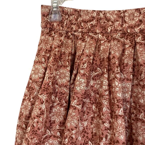 American Eagle Pink Floral Linen Blend Lined Pleated Skirt Size M - Picture 2 of 7